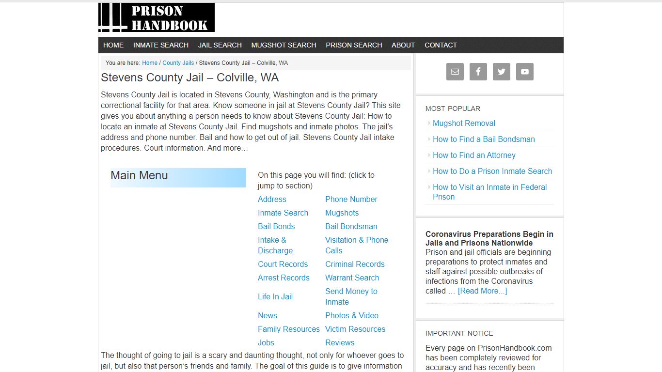 Stevens County Jail – Colville, WA - Prison Handbook